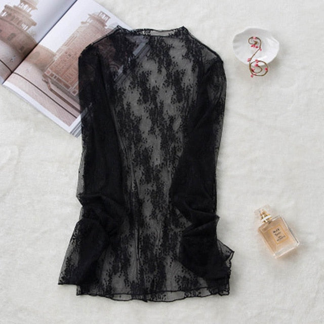 Loose Women Lace Blouse 3 Colors Female Bottoming Blouses