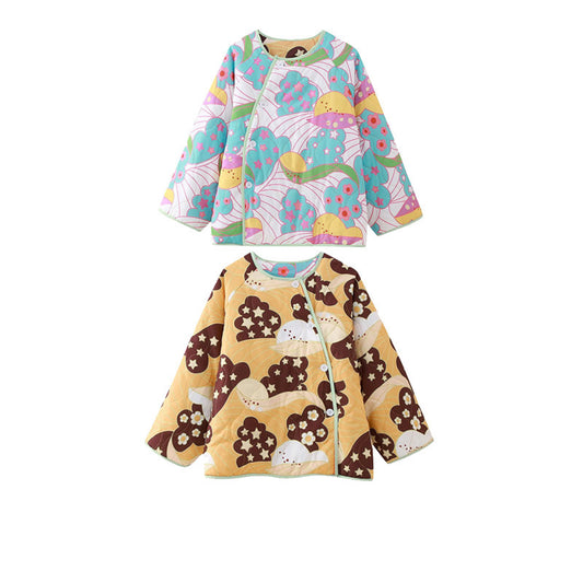 Buttons 3/4 Flare Sleeve Warm Jacket