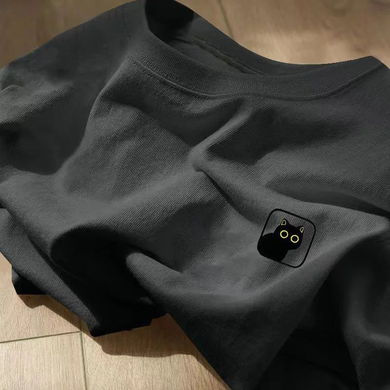 Round Neck Loose-fit Cotton T-shirt For Men Pure