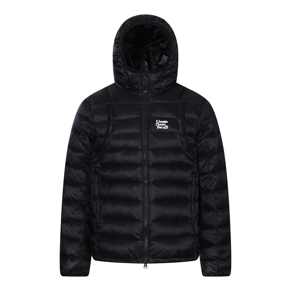 Double zipper white duck down jacket