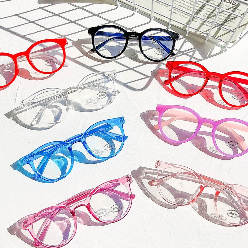 New round frame anti blue light glasses