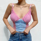 Splicing Slip Elastic Camisole Ladies