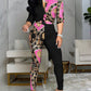 Women Fashion Scarf Chain Print Two Piece