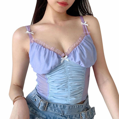 Splicing Slip Elastic Camisole Ladies