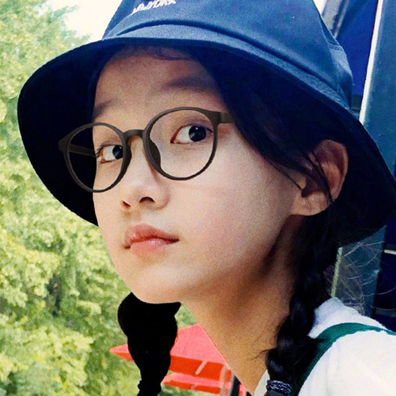 New round frame anti blue light glasses