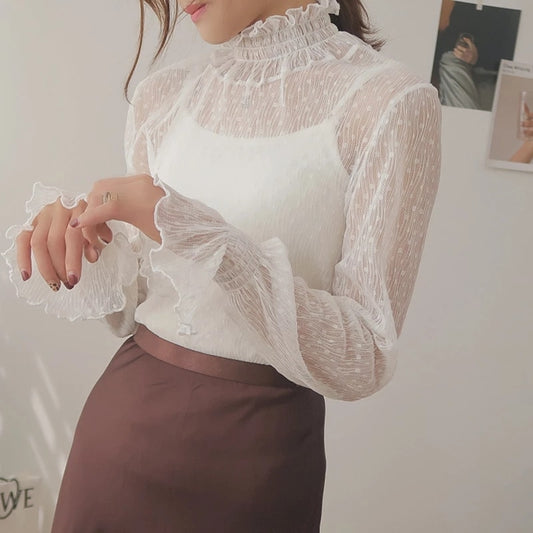 Loose Women Lace Blouse 3 Colors Female Bottoming Blouses