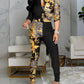 Women Fashion Scarf Chain Print Two Piece