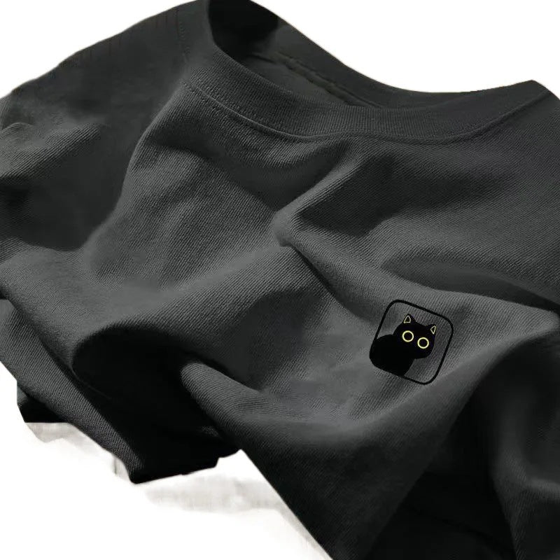Round Neck Loose-fit Cotton T-shirt For Men Pure