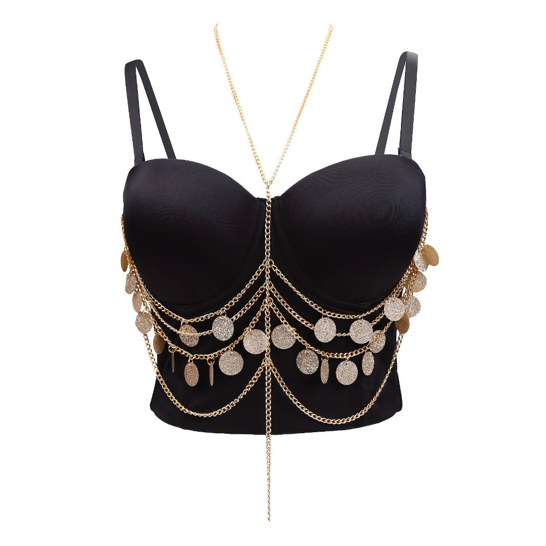 Sequined Strapless  with Tassel Detail