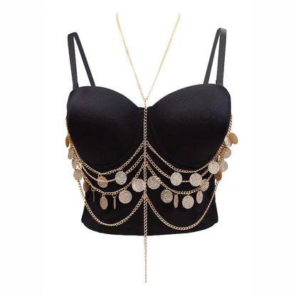 Sequined Strapless  with Tassel Detail
