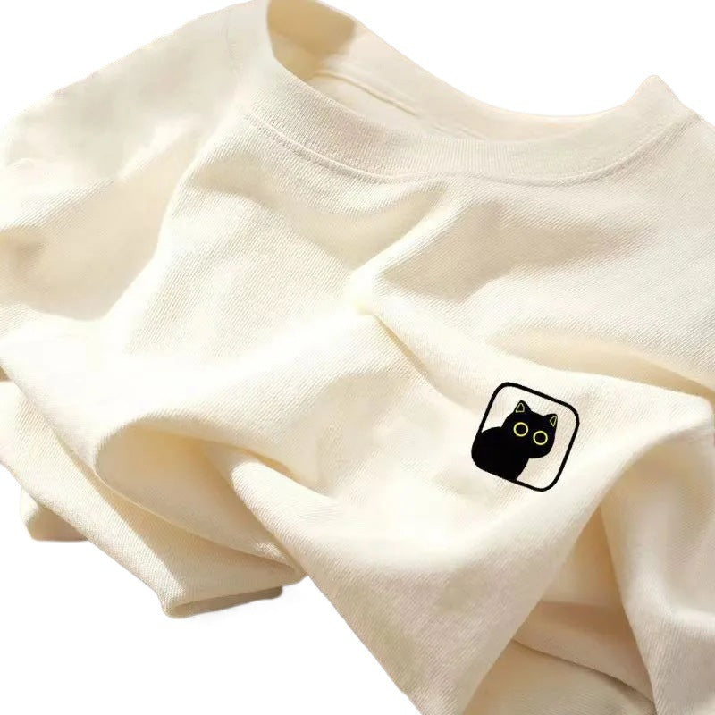 Round Neck Loose-fit Cotton T-shirt For Men Pure