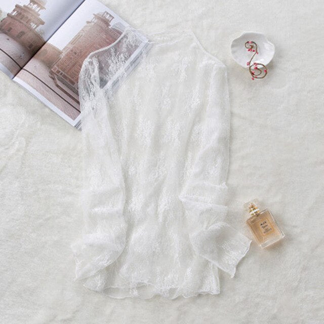 Loose Women Lace Blouse 3 Colors Female Bottoming Blouses