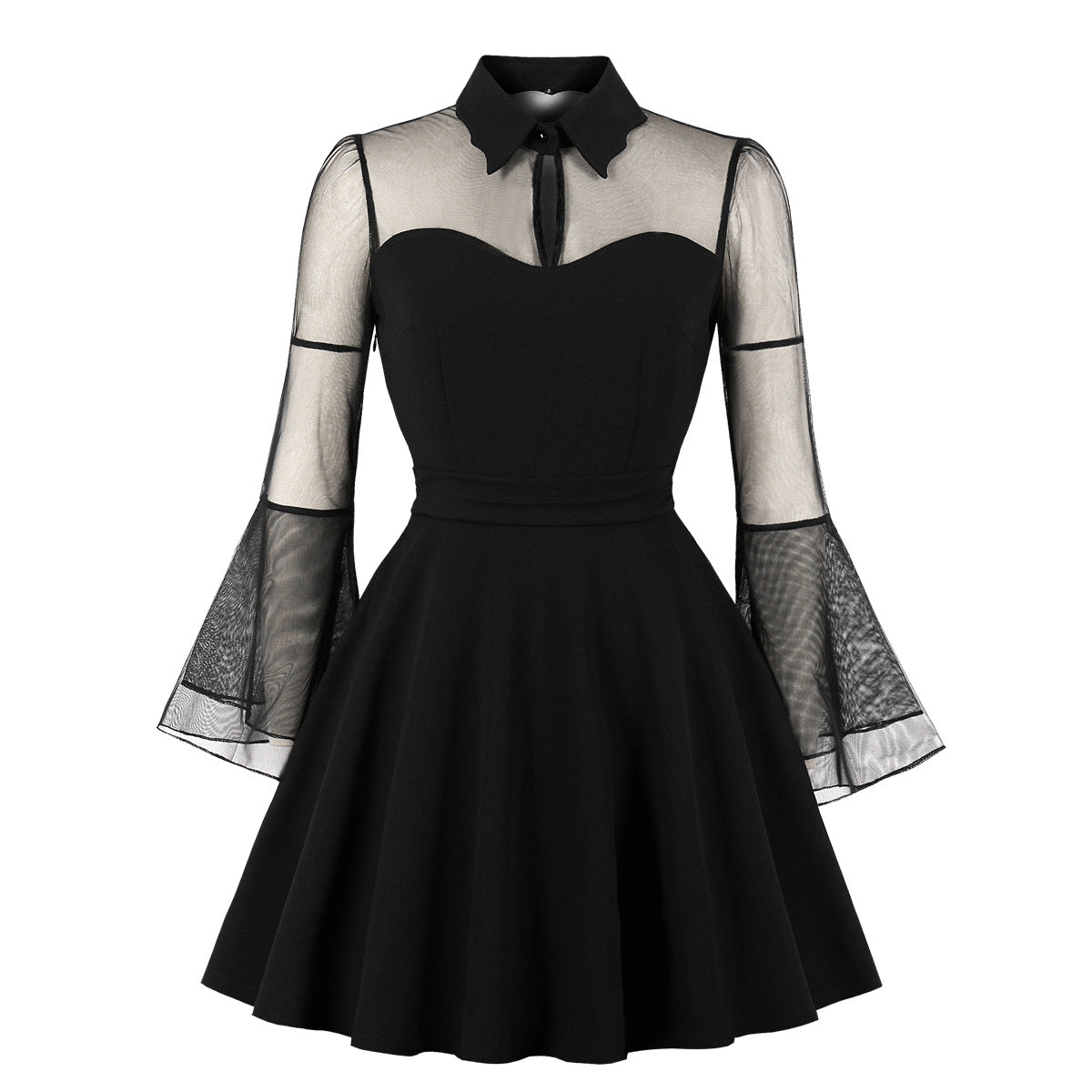 S-4XL Big Size Women Gothic Sexy Mini Dress Autumn