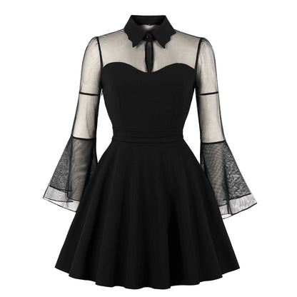 S-4XL Big Size Women Gothic Sexy Mini Dress Autumn