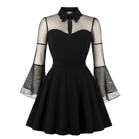 S-4XL Big Size Women Gothic Sexy Mini Dress Autumn