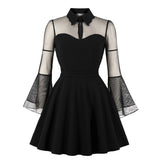 S-4XL Big Size Women Gothic Sexy Mini Dress Autumn
