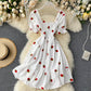 Western Style Square Neck Elastic Slim Embroidery Dress Summer