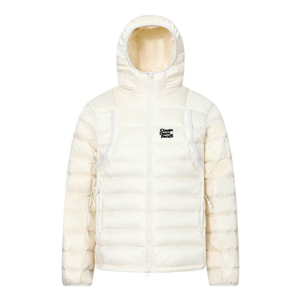 Double zipper white duck down jacket