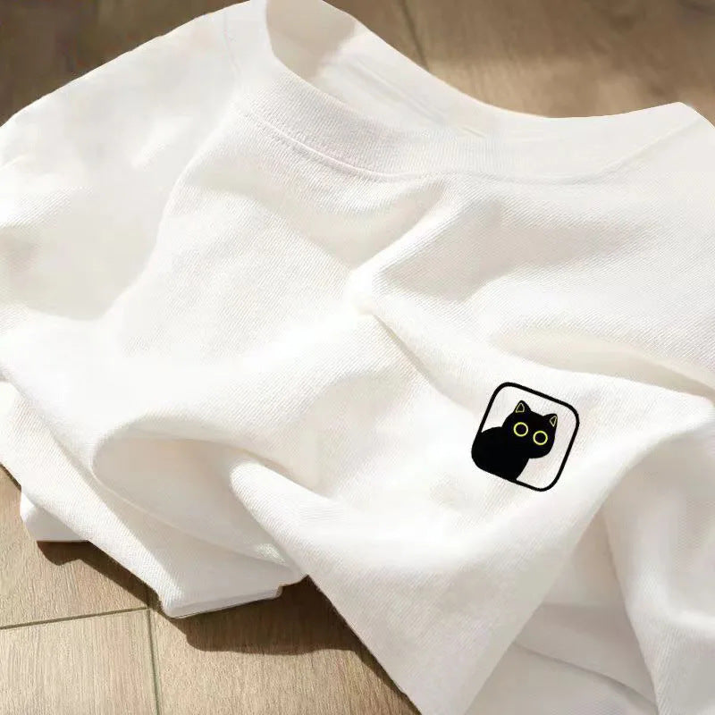 Round Neck Loose-fit Cotton T-shirt For Men Pure
