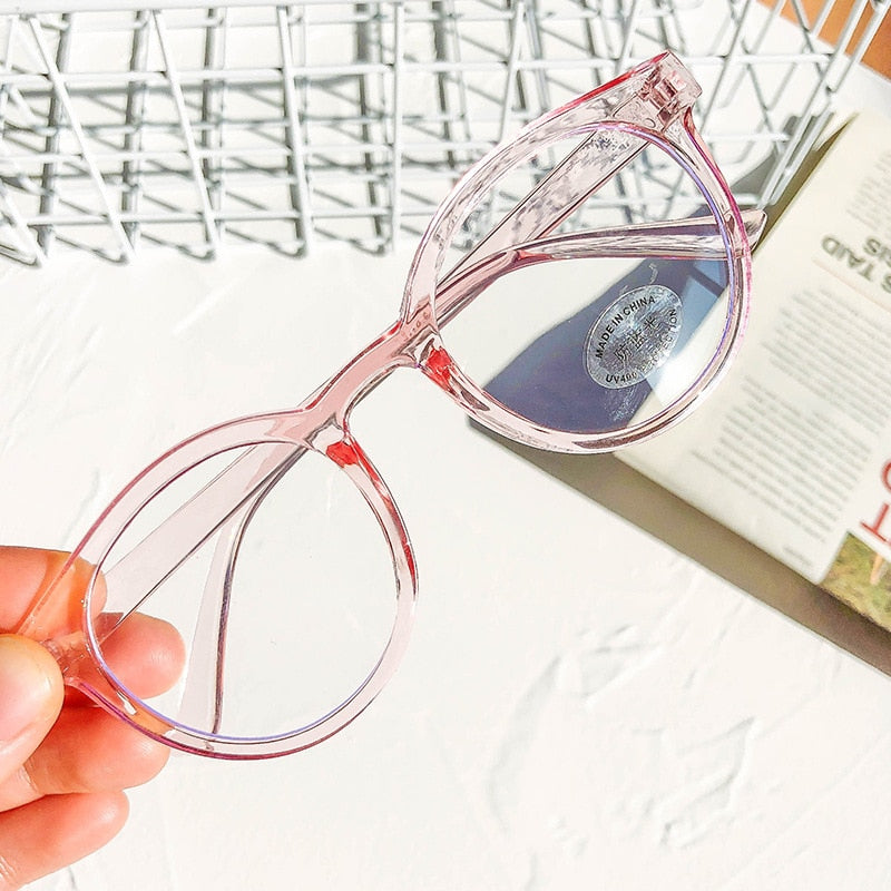 New round frame anti blue light glasses