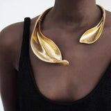 Metal leaf shaped flower bracelet