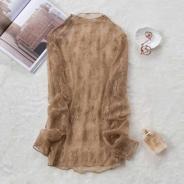 Loose Women Lace Blouse 3 Colors Female Bottoming Blouses