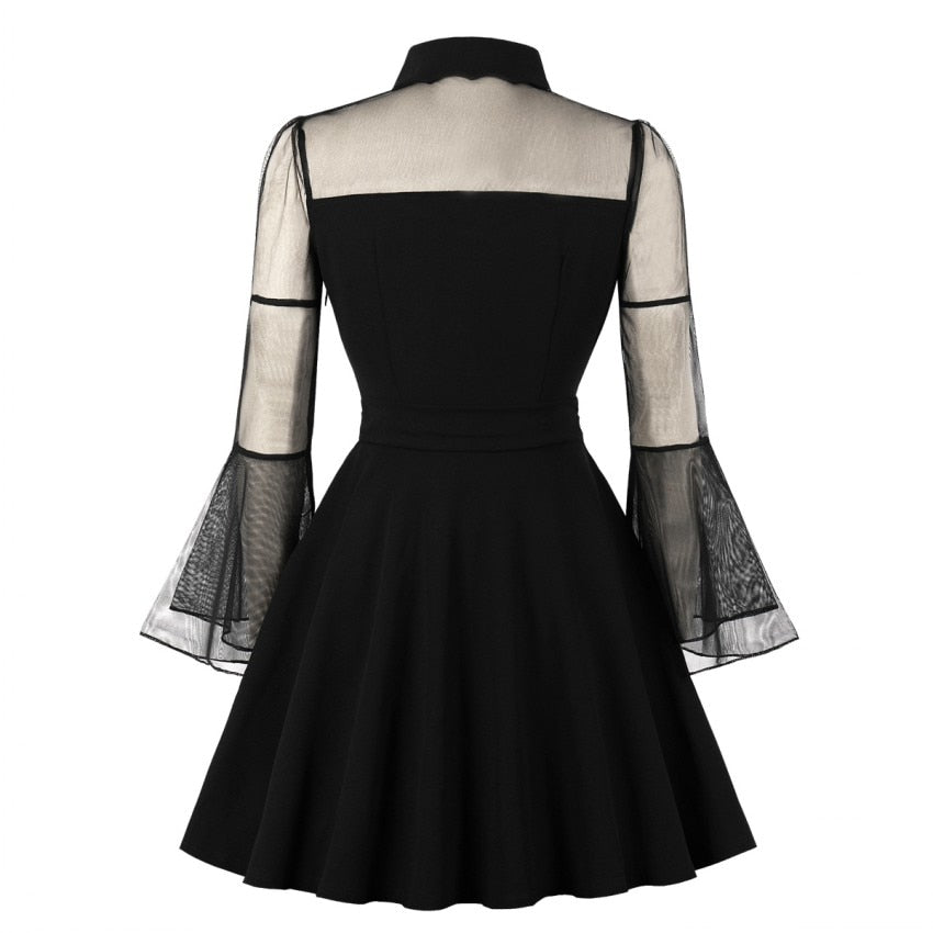 S-4XL Big Size Women Gothic Sexy Mini Dress Autumn