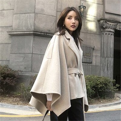Women Winter Poncho Femme Black Cape Coat S-6XL Plus Size Cloak Ponchos and Capes Poncho