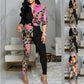 Women Fashion Scarf Chain Print Two Piece