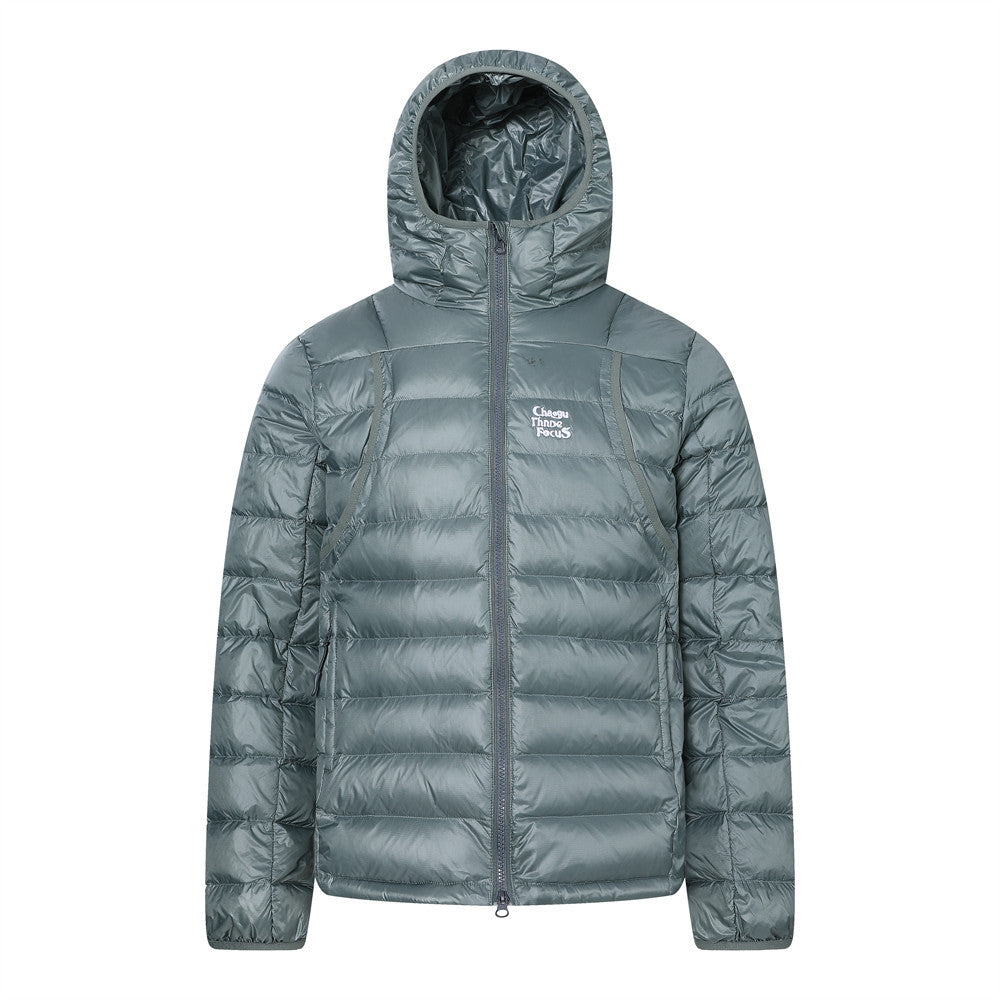 Double zipper white duck down jacket