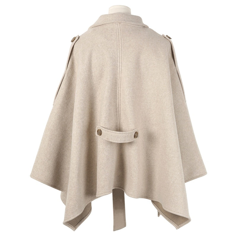 Women Winter Poncho Femme Black Cape Coat S-6XL Plus Size Cloak Ponchos and Capes Poncho